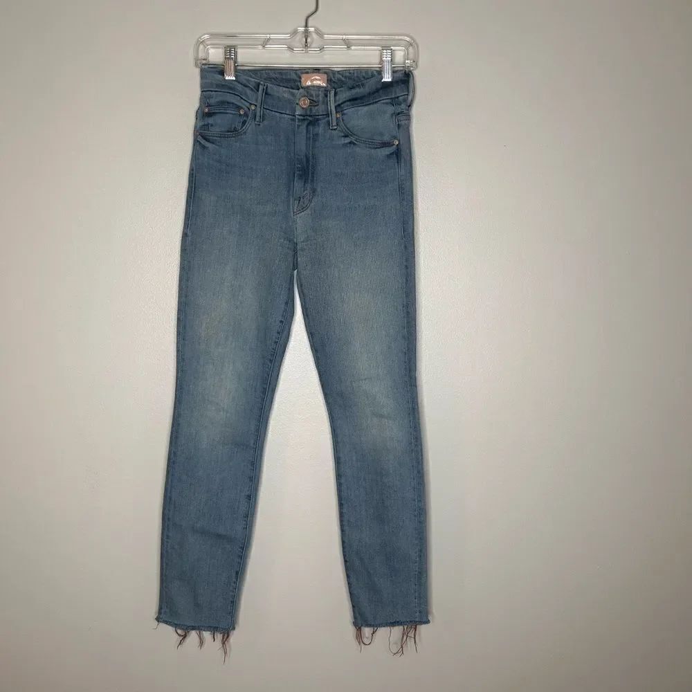 MOTHER High Waist Looker Ankle Fray in Pretty Please